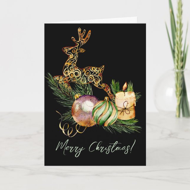 Carte de vœux de Noël Cerf (Devant)