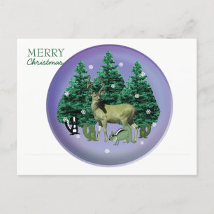 Carte de vœux de Noël Cerf de forêt et amis animau