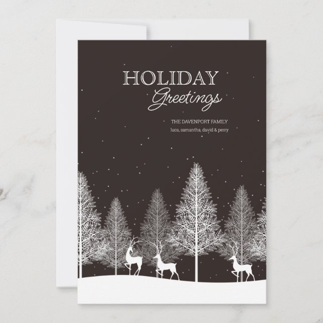 Carte de vœux de Noël Cerfs d'hiver (Devant)