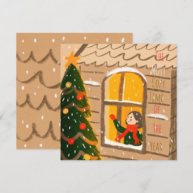 Carte de vœux de Noël chaleureuse  (Devant / Derrière)