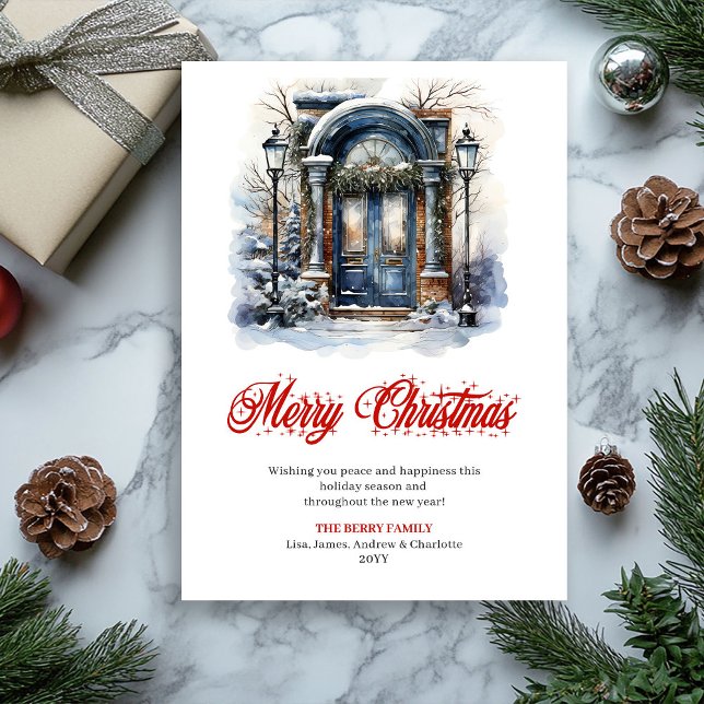 Carte de vœux de Noël charmante scène de vacances (Charming holiday scene Christmas greeting card

)