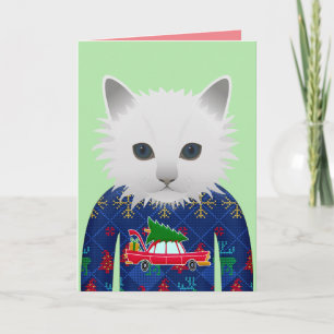 CARTE DE VŒUX DE NOËL CHAT DRÔLE MEOWY