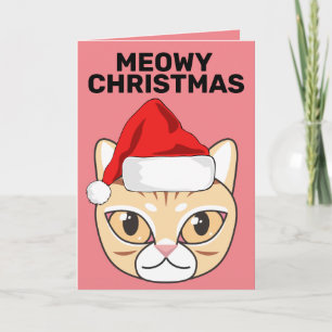 CARTE DE VŒUX DE NOËL CHAT DRÔLE MEOWY