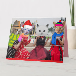 CARTE DE VOEUX DE NOËL CHAT DRÔLE POUR MEILLEURE A
