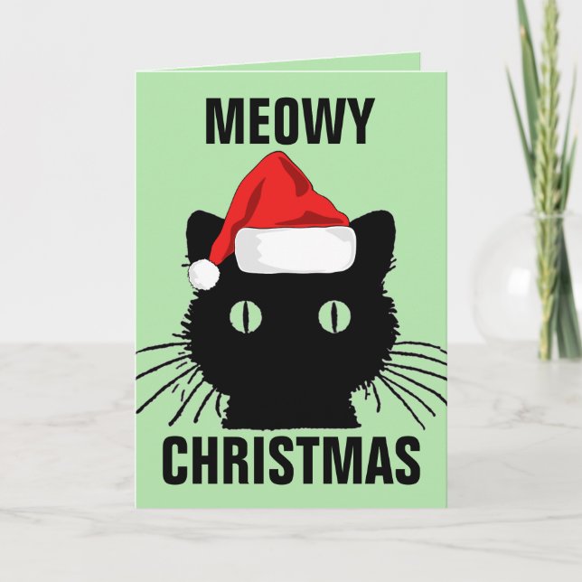 CARTE DE VŒUX DE NOËL CHAT MIAOU (Devant)