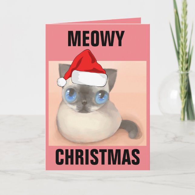 CARTE DE VOEUX DE NOËL CHAT MIAOUEUX (Devant)