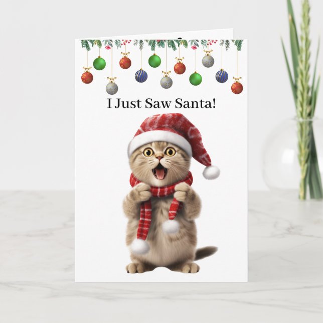Carte de vœux de Noël Chaton Mignon Fantaisiste (Devant)
