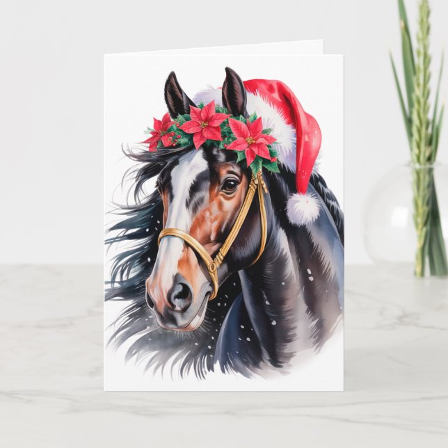 Carte de vœux de Noël Cheval  (Devant)