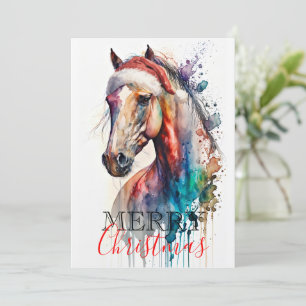 Carte de vœux de Noël Cheval au chapeau de Père No