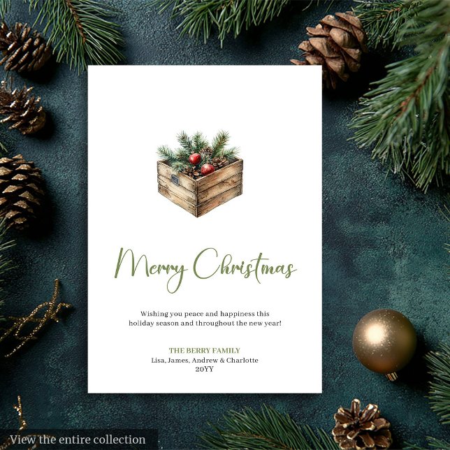 Carte de vœux de Noël Chic Boho Botanique Scandina (Chic Boho Botanical Scandinavian Xmas Greeting Holiday Card)
