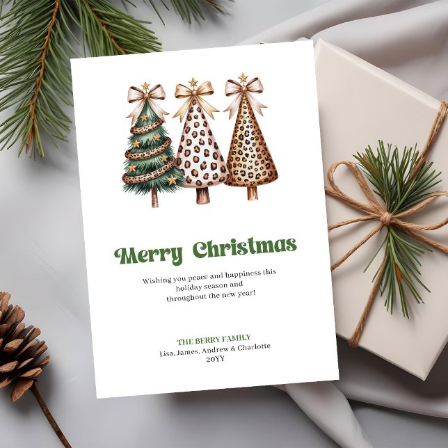 Carte de vœux de Noël chic imprimée léopard (Chic leopard print Christmas tree greeting card

)