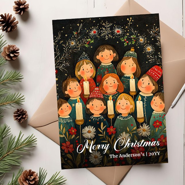 Carte de vœux de Noël Chic Old Fashioned (Chic Old Fashioned Christmas Carols Holiday Card)