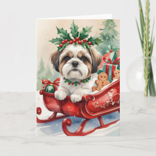 Carte de voeux de Noël Chien Chien Shih Tzu