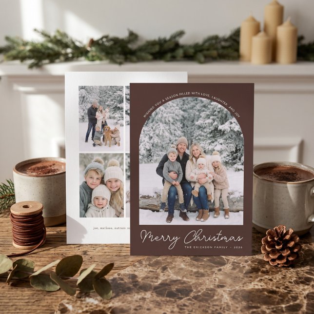 Carte de vœux de Noël classique arch Brown Photo (Créateur téléchargé)
