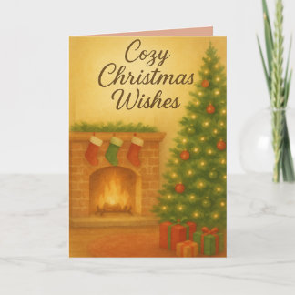 Carte de Vœux de Noël Cosy – Aquarelle Chaude