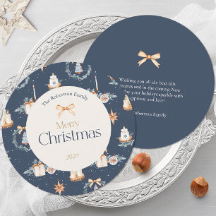 Carte de voeux de Noël couleur bleu marine
