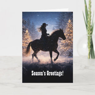 Carte de vœux de Noël Country Western Cowgirl