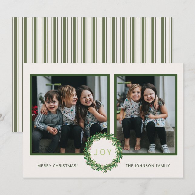 Carte de vœux de Noël Couronne de joie (Devant / Derrière)