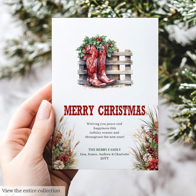 Carte de vœux de Noël cow-boy Yuletide Yeehaw (Yuletide Yeehaw cowboy Christmas greeting card

)
