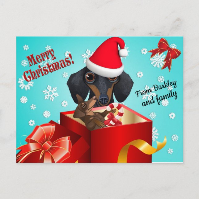 Carte de voeux de Noël Cute Dachshund (Devant)