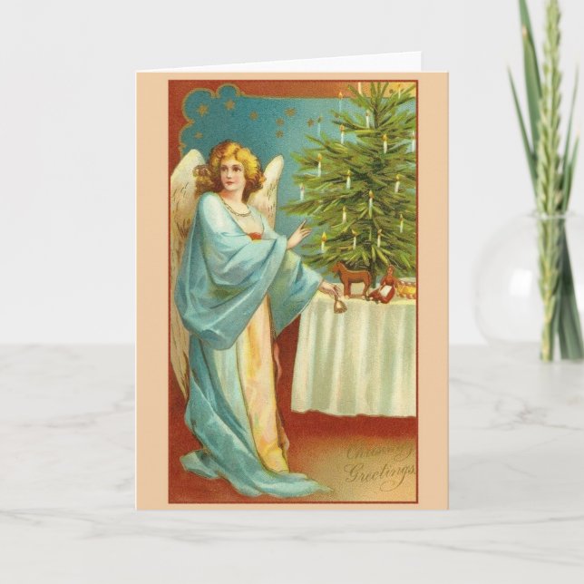 Carte de vœux de Noël d'ange victorien (Devant)
