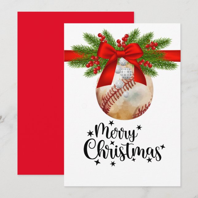 Carte de voeux de Noël de baseball pour joueur (Devant / Derrière)