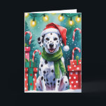 Carte de voeux de Noël de chien dalmate<br><div class="desc">Vivez un tourbillon de vacances amusant avec ce chien de Noël de conception ludique! Plein d'énergie festive,  il capture la joie de la saison avec un thème fantasque et chaleureux,  parfait pour répandre la joie.</div>