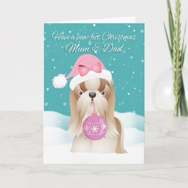 Carte de voeux de Noël de chien de Shih Tzu de (Devant)