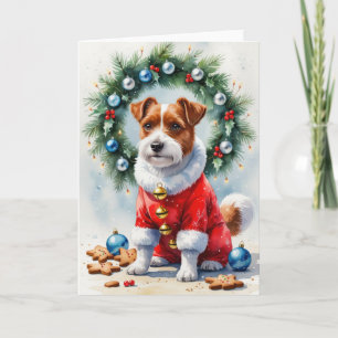 Carte de voeux de Noël de chien de Terrier frontal