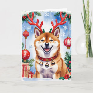 Carte de voeux de Noël de chien Shiba Inu