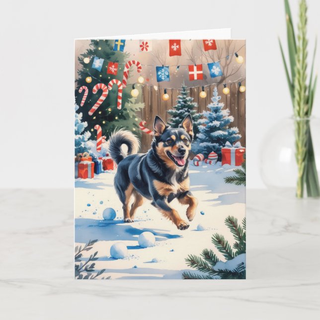 Carte de voeux de Noël de Chien Vallhund suédois (Devant)