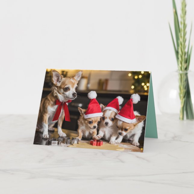 Carte de vœux de Noël de cookie de Chihuahua migno (Devant)