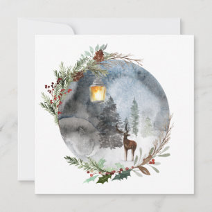 Carte de voeux de Noël de la lanterne Reindeer d'h