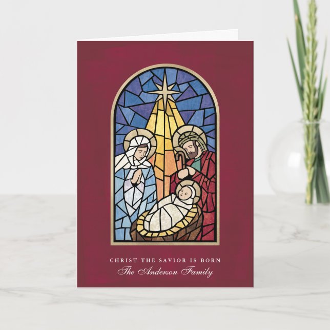 Carte de voeux de Noël de la Nativité en verre ten (Devant)