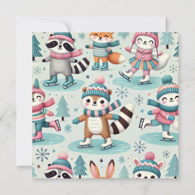 Carte de voeux de Noël de la saison de patinage (Devant)