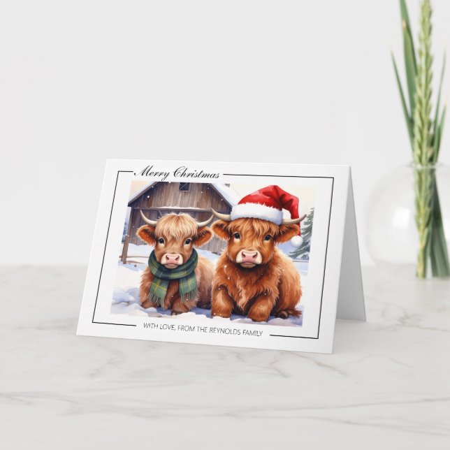 Carte de vœux de Noël de la vache des Highlands (Devant)