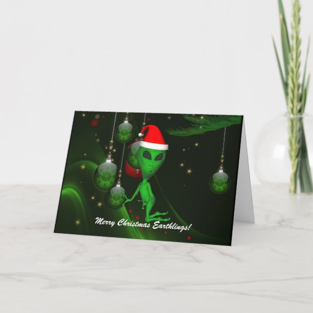 Carte de voeux de Noël de l'Alien Père Noël (Devant)