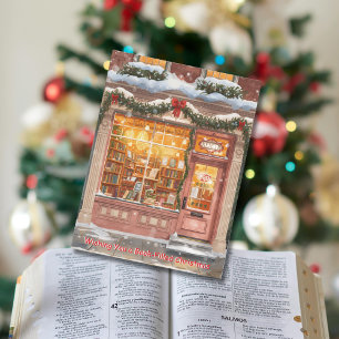Carte de vœux de Noël de librairie cosy