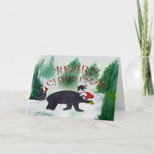 Carte de voeux de Noël de l'ours noir de Beary