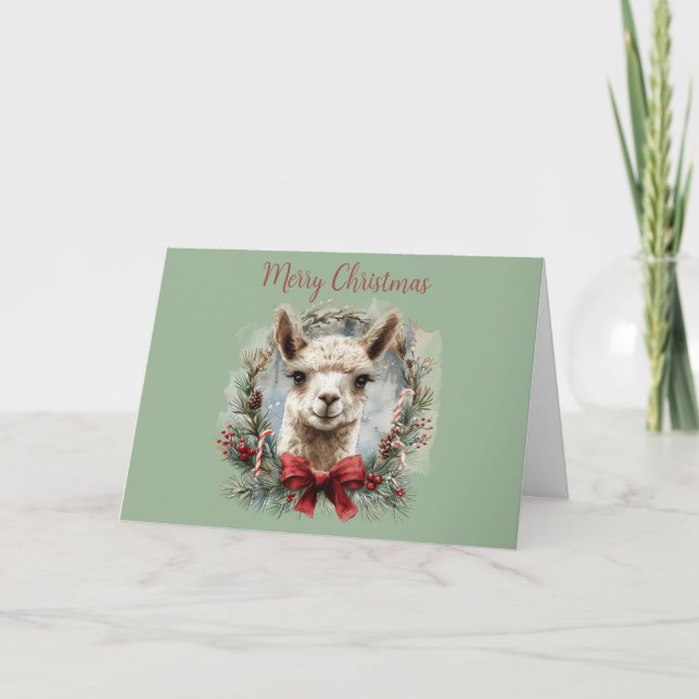 Carte de voeux de Noël de Noël Cute Alpaca (Devant)