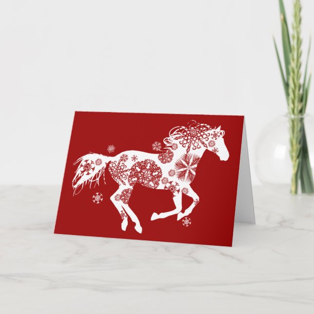 Carte de voeux de Noël de Noël de Snowflake Horse (Devant)