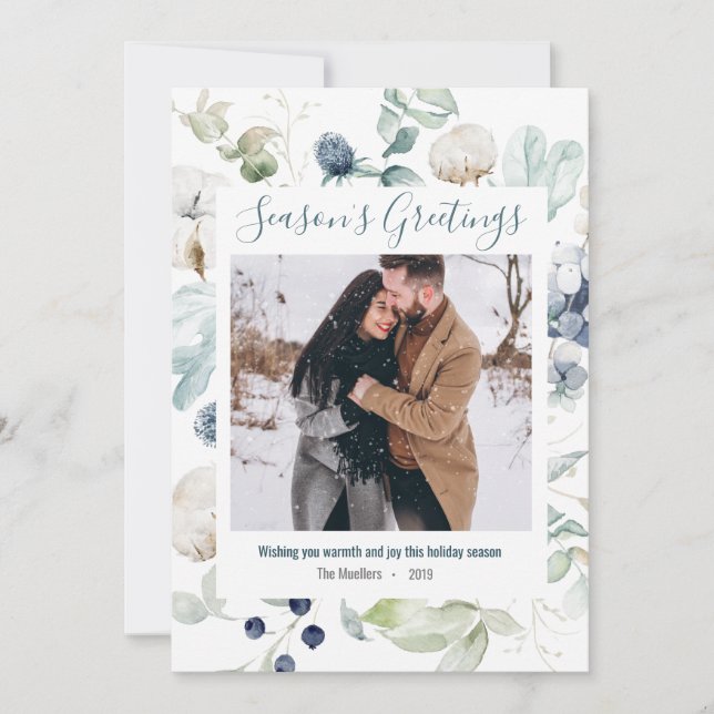 Carte de voeux de Noël de Noël Watercolor Photo (Devant)