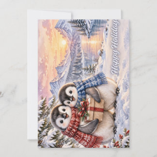 Carte de vœux de Noël de pingouins