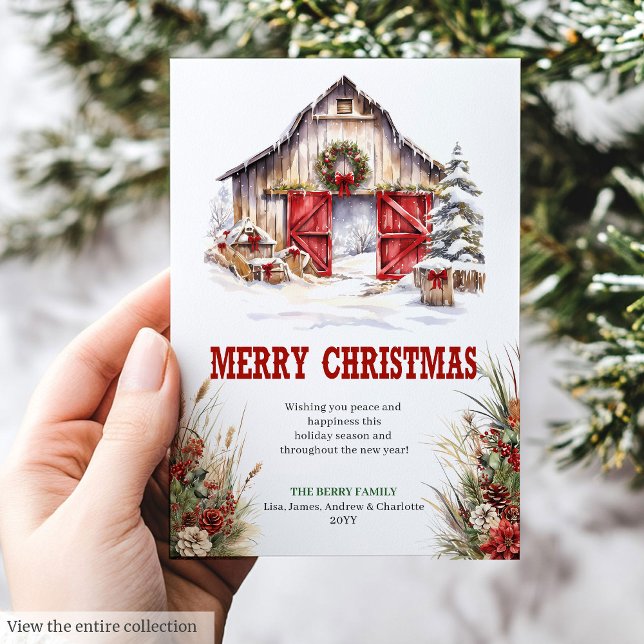 Carte de vœux de Noël de ranch rustique modifiable (Rustic ranch Christmas greeting card editable

)