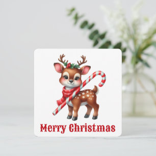 Carte de vœux de Noël de rennes mignons