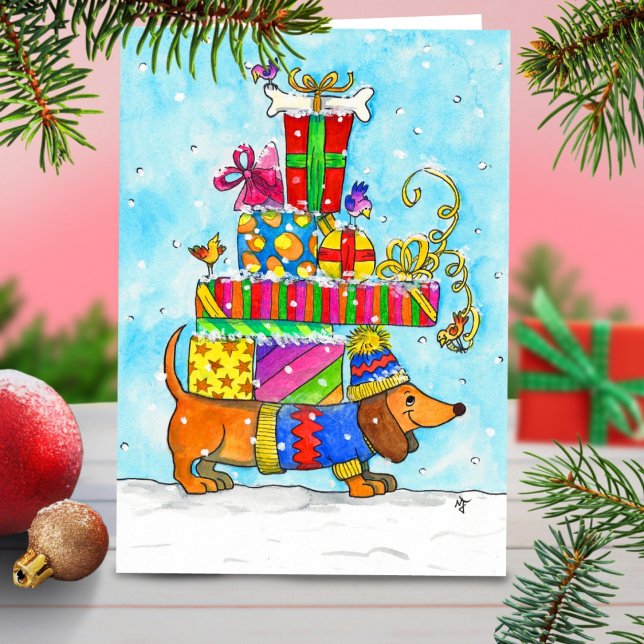 Carte de vœux de Noël de teckel par Nicole Janes (Créateur téléchargé)