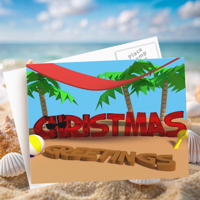 Carte de vœux de Noël de vacances de plage (A fun and festive postcard to send to your family and friends)