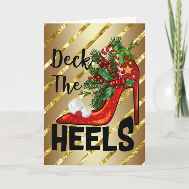 Carte de voeux de Noël Deck The Heels (Devant)