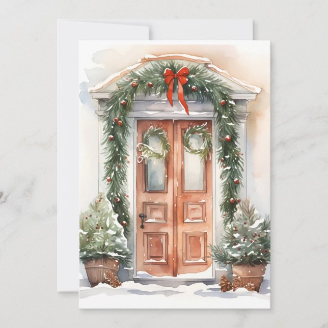 Carte de vœux de Noël décorée pour les fêtes (Devant)