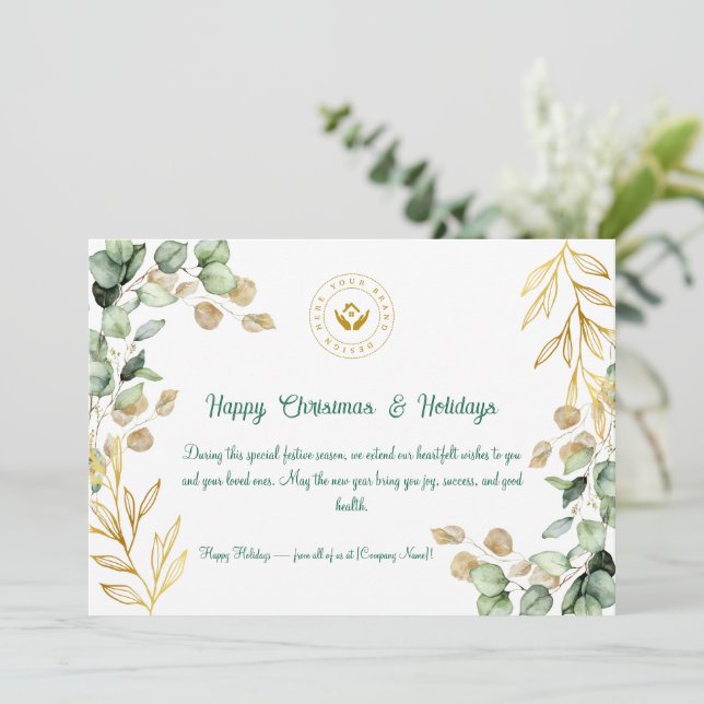 Carte de voeux de Noël d'entreprise personnalisée  (Debout devant)